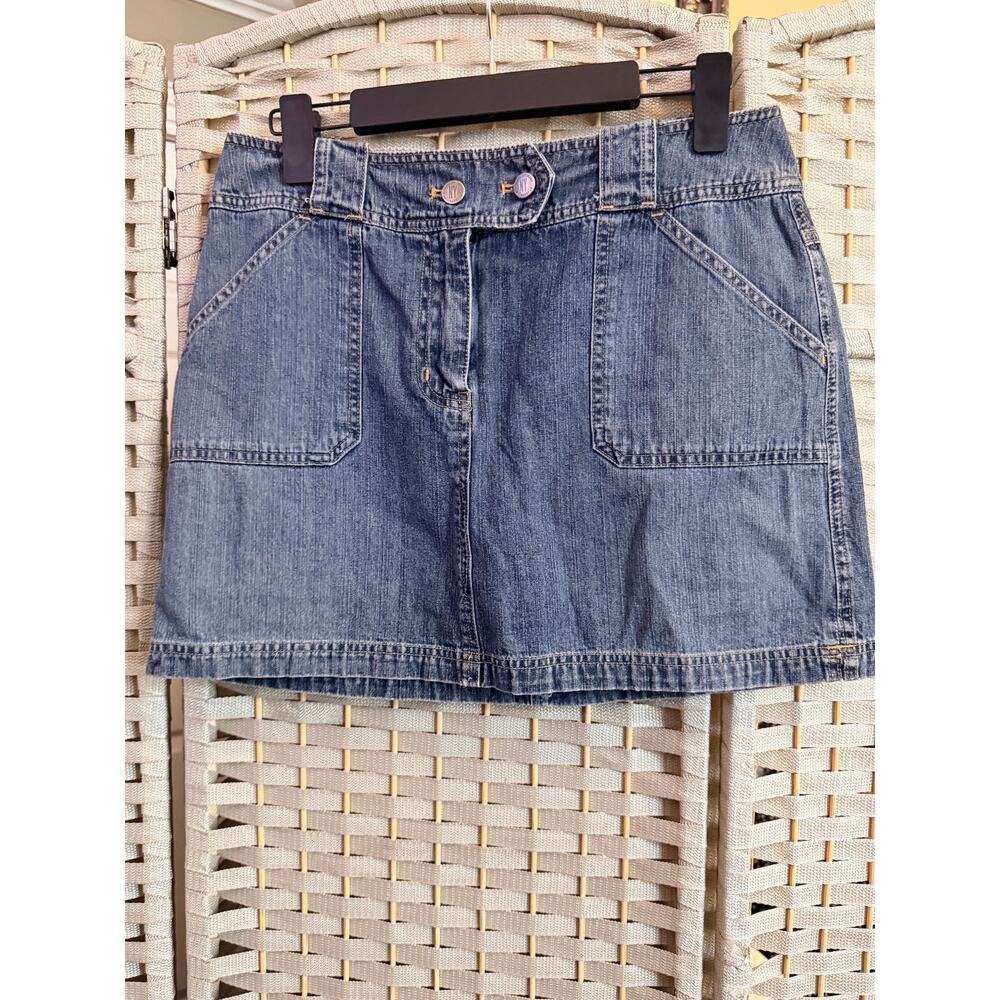 New York and Company Denim Mini Skorts Blue 8 Hidden Built-In Short